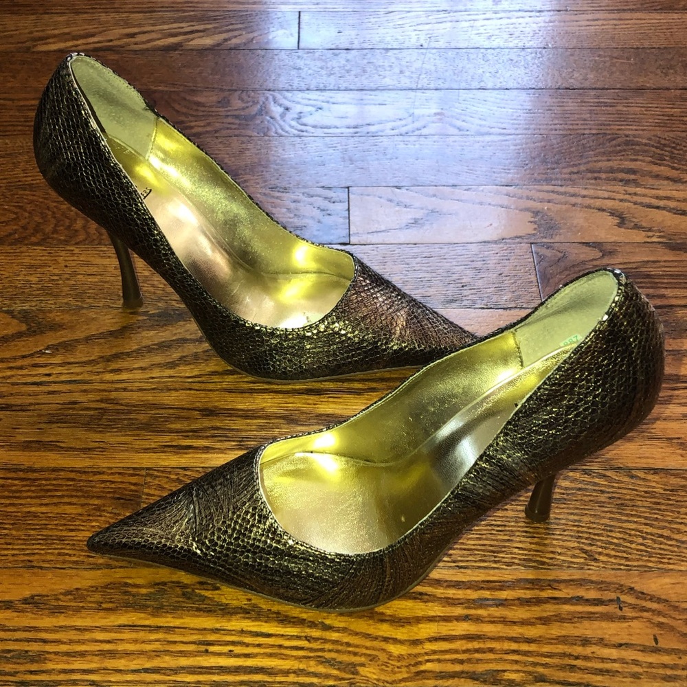 Bakers Snakeskin Bronze Heel